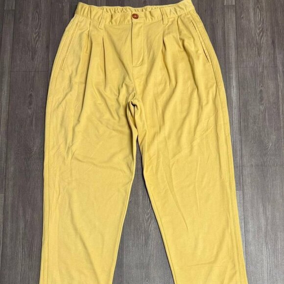 Pants - Yellow Pleated High Waist Pants